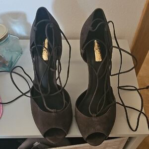 Lauren Ralph Lauren Dark Brown Lace-Up Heels